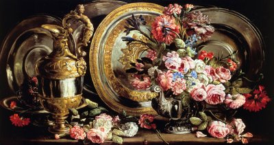 Csendélet ezüsttel és virágokkal, Abraham Brueghel (1631-1697), olaj, tábla alkotó: Abraham Brueghel