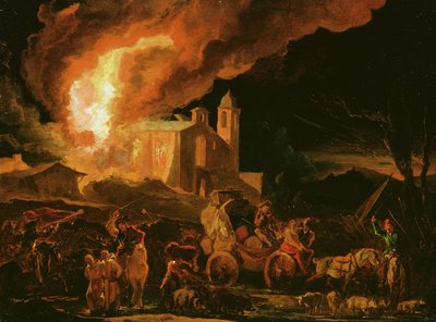 Katonák kifosztják az égő kolostort (olaj a panelen) alkotó: Abraham Danielsz. Hondius
