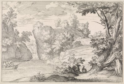 Folyói táj egy nyúl alkotó: Abraham Genoels