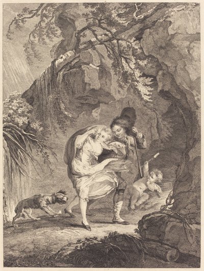 Le coup de vent (A széllökés) alkotó: Abraham Girardet after Antoine Lebel