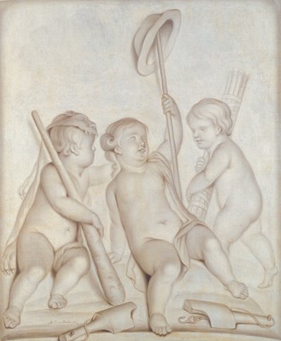 A három kerub (grisaille), Putti Herkules és Merkúr attribútumaival, 1767 alkotó: Abraham Hendrick van Beesten