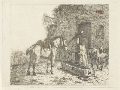Ló egy fogadó előtt alkotó: Abraham Hendrik Winter