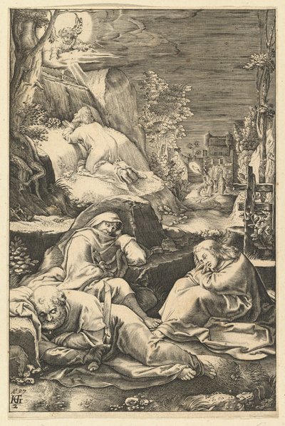 Az agónia a kertben, Krisztus szenvedéséből, kb. 1598-1653. alkotó: Abraham Hogenberg