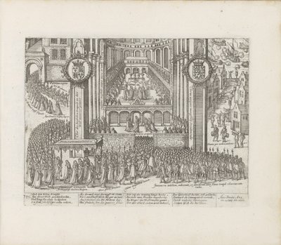 A Westminster Abbey külső képe I. Jakab koronázása idején, 1603-1604. alkotó: Abraham Hogenberg