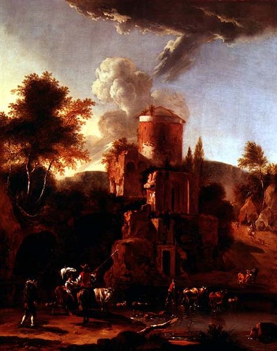 Olasz tájkép romokkal alkotó: Abraham Jansz Begeyn