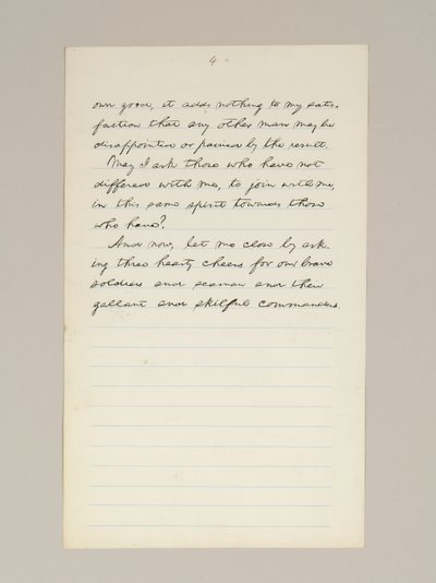 Lincoln elnökválasztási győzelmi beszédének autográf kézirata, amelyet Washington D.C.-ben mondott el a Fehér Ház ablakából november 10-én este alkotó: Abraham Lincoln