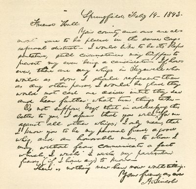 Abraham Lincoln levele Alden Hallnak, 1843. február 14-én alkotó: Abraham Lincoln