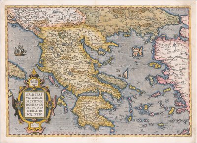 Görögország és az Égei-tenger 1584-es térképe, készítette Abraham Ortelius alkotó: Abraham Ortelius