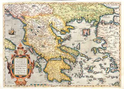 Horvátország (Dubrovnik-Neretva megye), Dél-Bosznia-Hercegovina, Dél-Szerbia, Dél-Bulgária, Montenegró, Albánia, Macedónia, Görögország, Nyugat-Törökország. alkotó: Abraham Ortelius