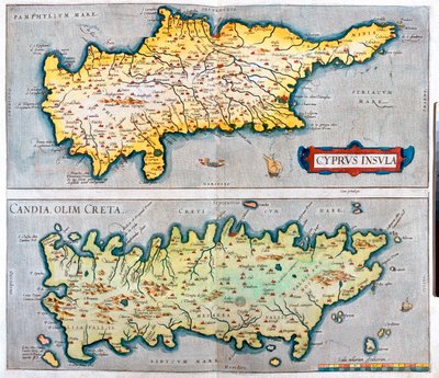 Ciprus, Kréta, Ciprus, Görögország alkotó: Abraham Ortelius