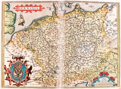Németország Németország (Szent Germán Birodalom) földrajzi térképe Abraham Ortelius (Oertel, Ortell vagy Ortel) "Theatrum Orbis Terrarum"-ból alkotó: Abraham Ortelius
