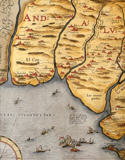 Palos kikötője, Abraham Ortelius (1528-1598), lemez alkotó: Abraham Ortelius