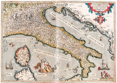 Olaszország legutóbbi leírása a szerzőtől Jacob Castaldo Piedmontano alkotó: Abraham Ortelius