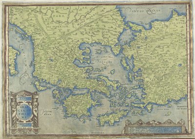 Görögország térkép Graecia, Sophiani (cím a tárgyon) alkotó: Abraham Ortelius
