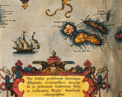 Az Azori-szigetek térképe a Világszínházból, Abraham Ortelius alkotó: Abraham Ortelius