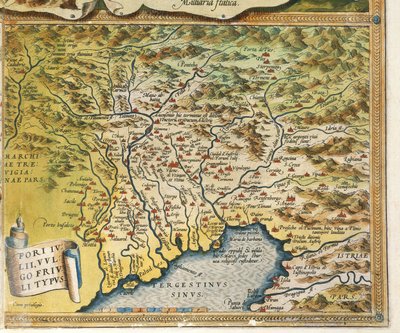Friuli Venezia Giulia régió térképe, a Theatrum Orbis Terrarumból, Abraham Ortelius alkotó: Abraham Ortelius