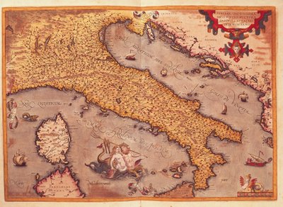 Olaszország térképe A Theatre of the Worldből, Abraham Ortelius alkotó: Abraham Ortelius