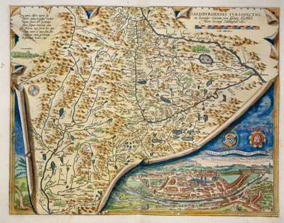 Az ausztriai salzburgi egyházmegye térképe, Abraham Ortelius The World Theatre-ből alkotó: Abraham Ortelius