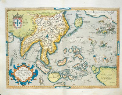 India térképe, a Theatrum Orbis Terrarumtól, Abraham Orteliustól alkotó: Abraham Ortelius