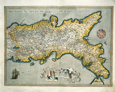 Az olaszországi Nápolyi Királyság térképe a Theatrum Orbis Terrarumból, Abraham Orteliustól alkotó: Abraham Ortelius