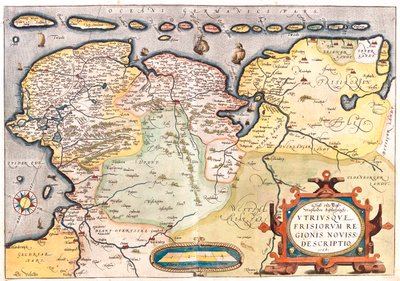 Hollandia (tartomány: Overijssel, Flevoland, Drenthe, Friesland, Groningen), Németország (tartomány: Alsó-Szászország, Észak-Rajna-Vesztfália) alkotó: Abraham Ortelius