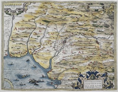 ORTELIUS, Ábrahám (1527-1598). Theatrum Orbis Terrarum. 1570. Az első modern atlasznak tekintik. CHAVES, Jeronimo de (1523-1574). Matematikus, csillagász és navigátor. Nyugat-Andalúzia térképe. Hieronimus Chiaves térképe alapján (Jeronimo d alkotó: Abraham Ortelius