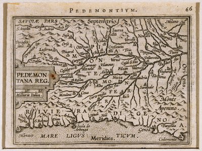 Piemont és Nyugat-Liguria régiók. A Theatrum Orbis Terrarumból, Abraham Orteliustól alkotó: Abraham Ortelius