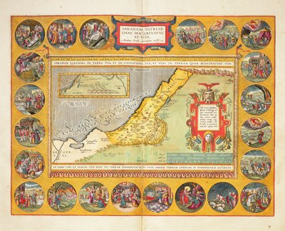 Ábrahám peregrinációi, a Theatrum Orbis Terrarumból, 1603 (színes metszet) alkotó: Abraham Ortelius