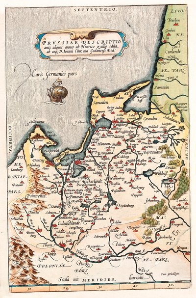 Thietmarsiae, Holsaticae regionális pártok typus Észak-Lengyelország területének földrajza Dantzig városával (Dantzig, Gdansk). alkotó: Abraham Ortelius