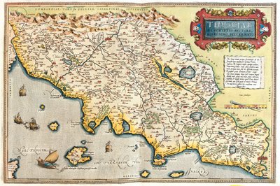 Toszkána, Emilia-Romagna, Umbria, Észak-Lazio, Olaszország, délnyugati Emilia-Romagna, Umbria, Észak-Lazio, Olaszország alkotó: Abraham Ortelius