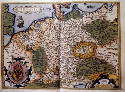 Poroszország kilátása. Tányér Abraham Ortelius (1527-1598) térképész "Theatrum Orbis Terrarum" kiadásából alkotó: Abraham Ortelius