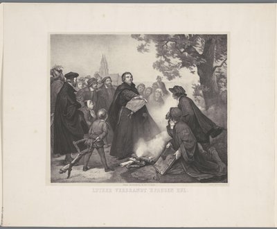 Luther elégeti a bikát Luther elégeti a pápa bulláját (cím a tárgyon) alkotó: Abraham Pieter Felix