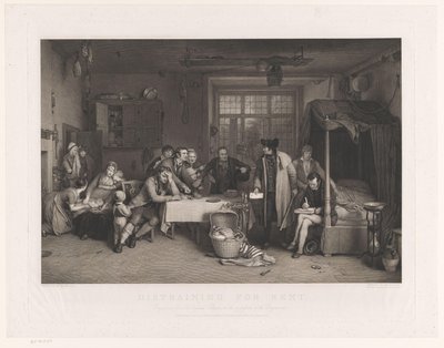 Józan belső tér férfiakkal, akik lefoglalják egy család tulajdonát Kiadó kiadó (cím a tárgyon) alkotó: Abraham Raimbach