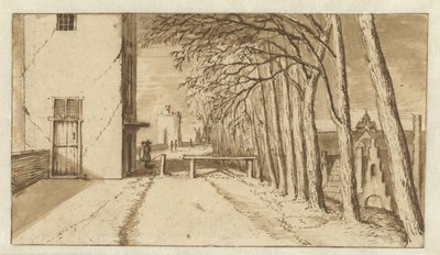 Kilátás Utrecht városfala mentén, délről, balról a Smeetorennel ("Kovácsok" torony), jobbról a távolban a Mariakerkkel alkotó: Abraham Rutgers