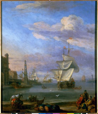 Egy holland kikötő, Abrahm Storck festménye alkotó: Abraham Storck
