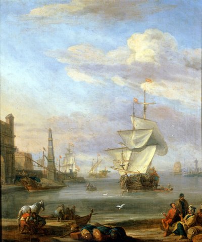Egy holland kikötő, Abrahm Storck festménye alkotó: Abraham Storck