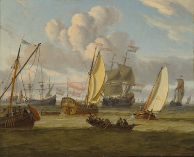 Holland: Több hajó a friss szélben Hajózás egy torkolatban alkotó: Abraham Storck