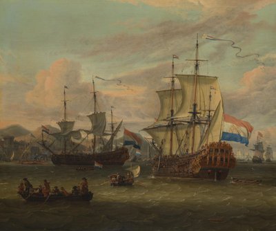 Holland utcai hajósok egy mediterrán kikötőnél alkotó: Abraham Storck