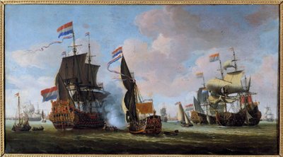 Tengerészeti: tengeri csata jelenete Abraham Storck (1635-1710) festménye, 17. századi Angers, Szépművészeti Múzeum alkotó: Abraham Storck