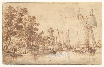 Rajnai táj várral és hajókkal alkotó: Abraham Storck