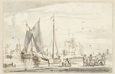 Folyópart néhány hajóval alkotó: Abraham Storck