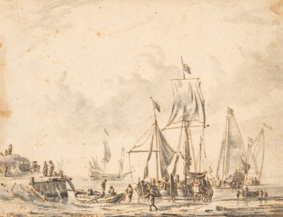 Hajók egy kikötőmólónál alkotó: Abraham Storck
