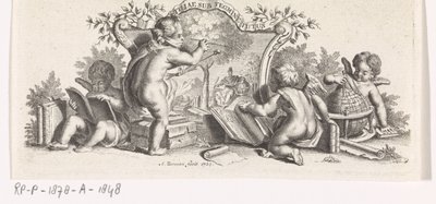 Négy putti tanul és fest alkotó: Abraham Zeeman