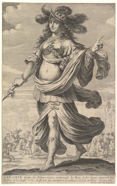 Zenobia, illusztráció Pierre Le Moyne „Az erős nők galériája” című művéből, 1647 körül (rézkarc és metszet) alkotó: Abraham and Rousselet Gilles Bosse