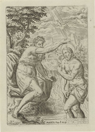 Krisztus keresztsége Jelenetek a Bibliából (sorozat címe) Biblia sacra (sorozat címe) alkotó: Abraham de Bruyn