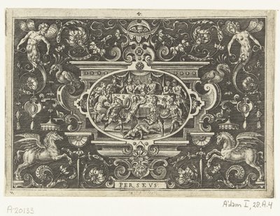 Phineus megzavarja Perszeusz és Androméda esküvőjét PERSEUS (cím a tárgyon) alkotó: Abraham de Bruyn