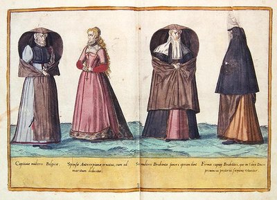 Tizenhatodik századi jelmezek a Kölnben megjelent „Omnium Poene Gentium Imagines”-ből alkotó: Abraham de Bruyn