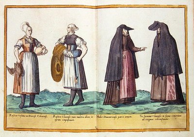 Tizenhatodik századi jelmezek a Kölnben megjelent „Omnium Poene Gentium Imagines”-ből alkotó: Abraham de Bruyn