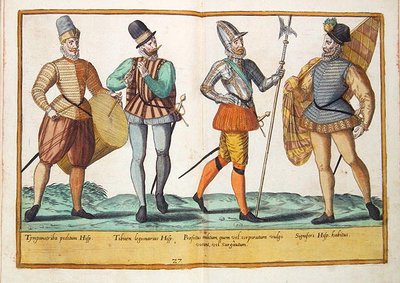 Tizenhatodik századi jelmezek a Kölnben megjelent „Omnium Poene Gentium Imagines”-ből alkotó: Abraham de Bruyn