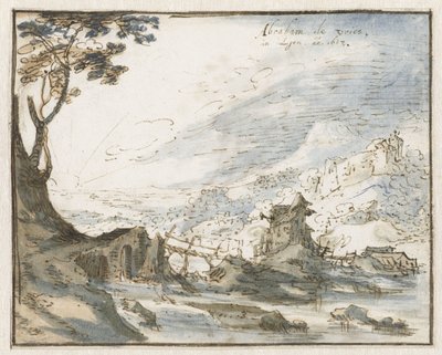 Hegyvidéki táj fahíddal alkotó: Abraham de Vries